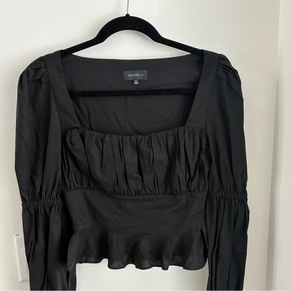 MAJORELLE Black Square Neck Blouse